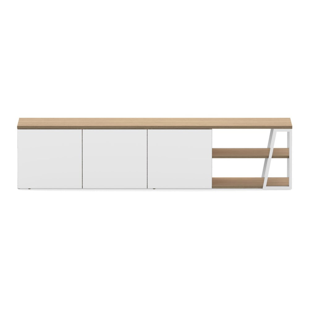 Comodă TV albă/cu aspect de lemn de stejar 190x45 cm Albi - TemaHome