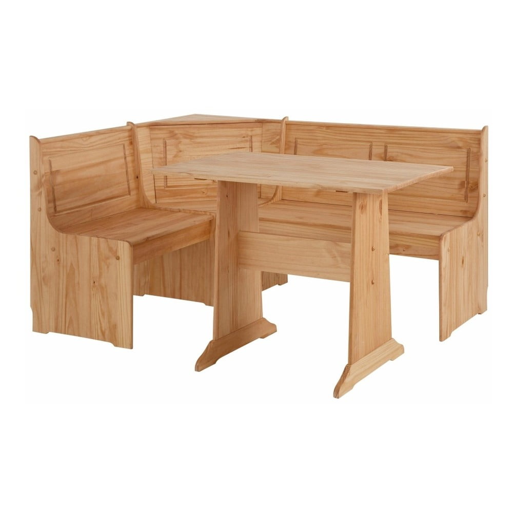 Set de colț cu bancă și masă din lemn masiv de pin Støraa Samantha bonami.ro