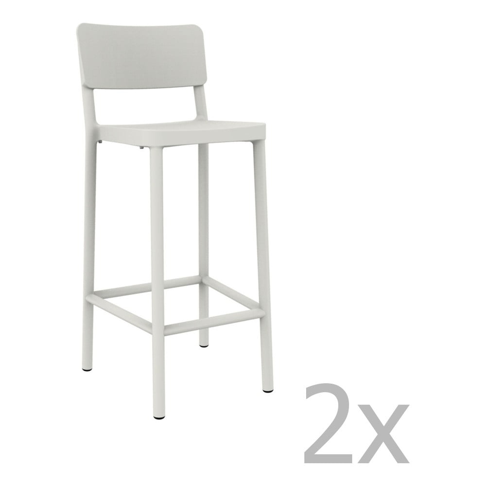 Set 2 scaune bar adecvate pentru exterior Resol Lisboa, înălțime 102,2 cm, alb