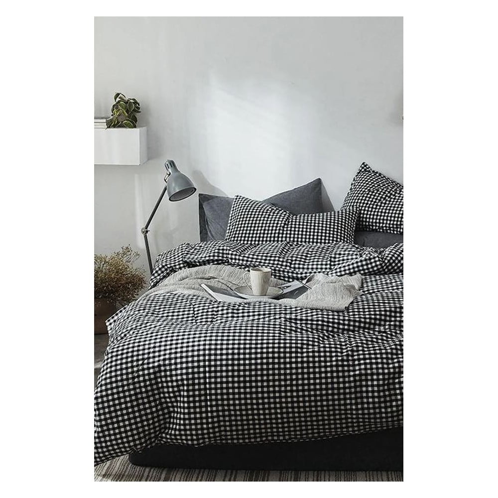 Lenjerie de pat gri pentru pat dublu-extins și cearceaf 200x220 cm – Mila Home