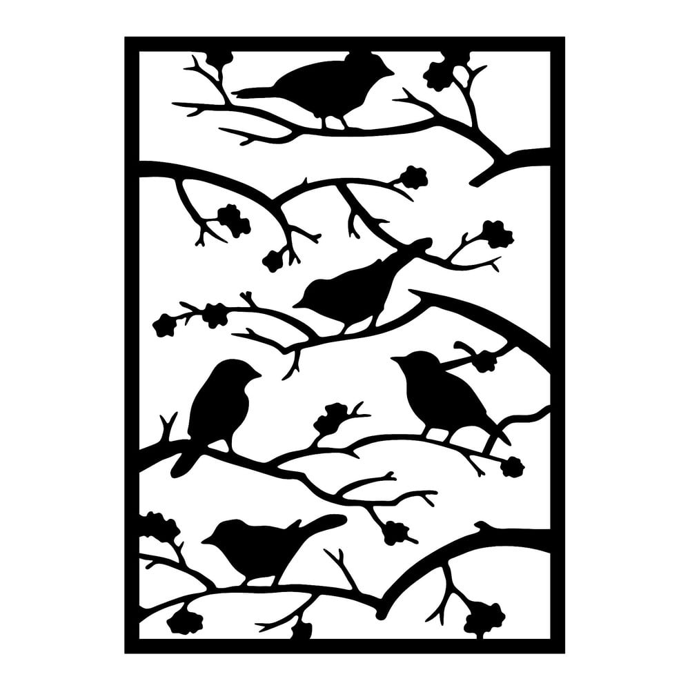  Decorațiune de perete din metal 47x66 cm Branch & Birds – Wallity 