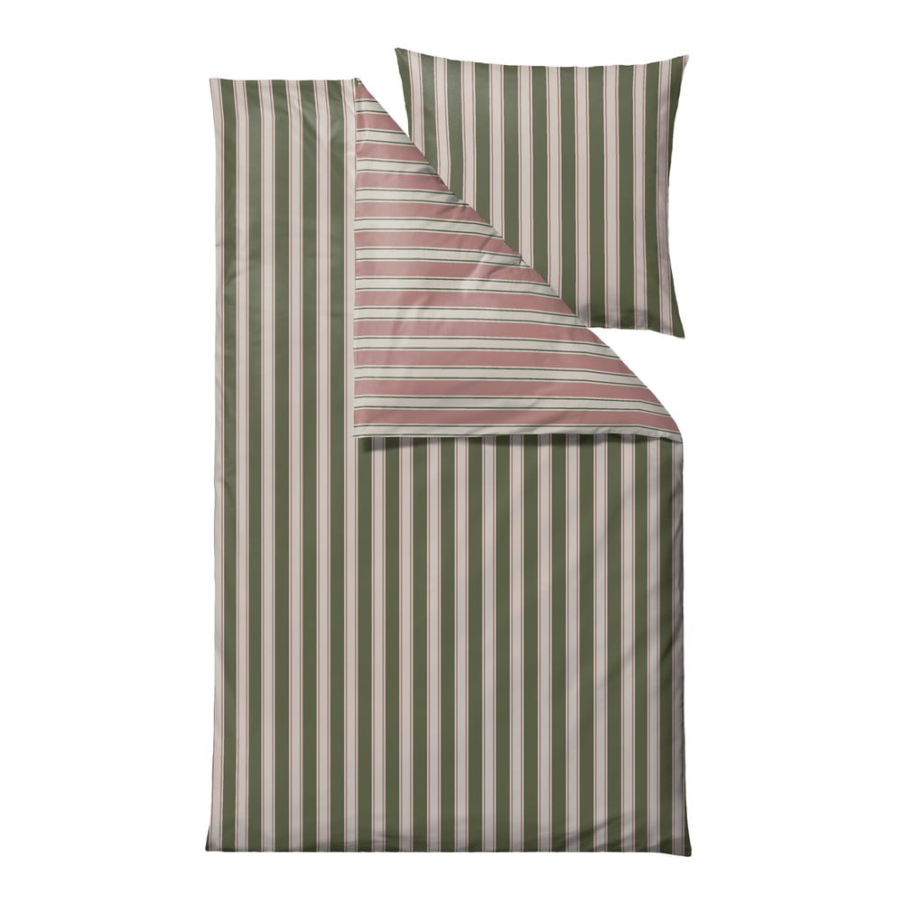 Lenjerie de pat verde/roz extinsă din bumbac organic pentru pat de o persoană135×220 cm Nordic – Södahl bonami.ro