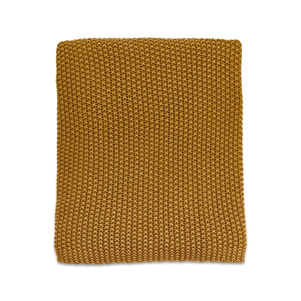 Pătură din bumbac Nkuku Moss, 185 x 200 cm, galben