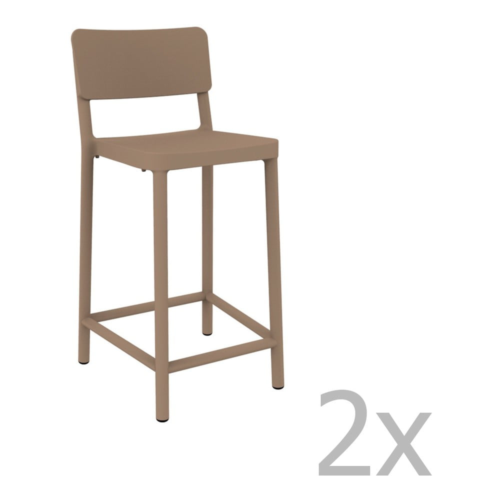 Set 2 scaune bar adecvate pentru exterior Resol Lisboa Simple, înălțime 92,2 cm, maro fistic