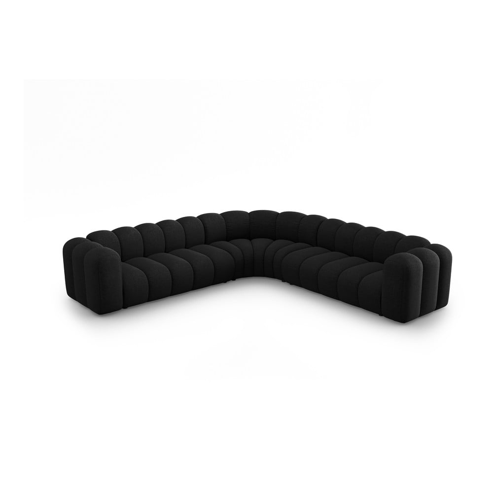 Colțar modular gri antracit cu tapițerie din chenille Lupine – Micadoni