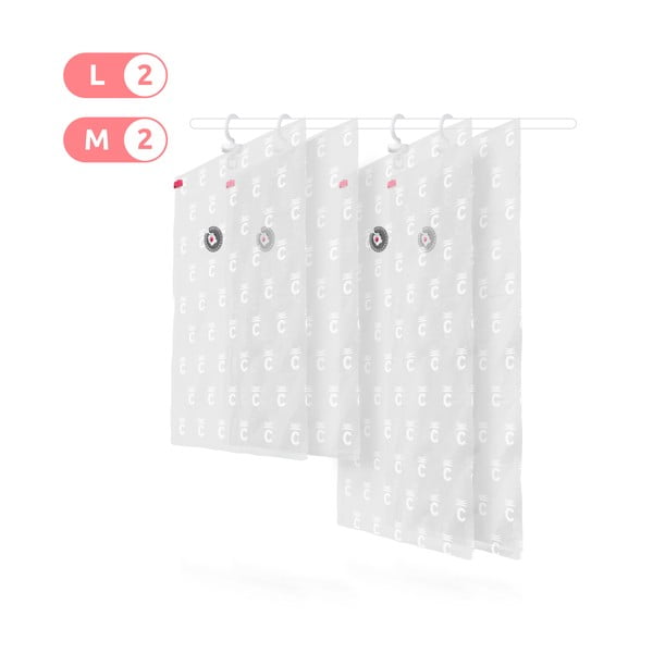 Set 4 saci cu vid de agățat pentru haine Compactor Hanging, 105 x 70 cm