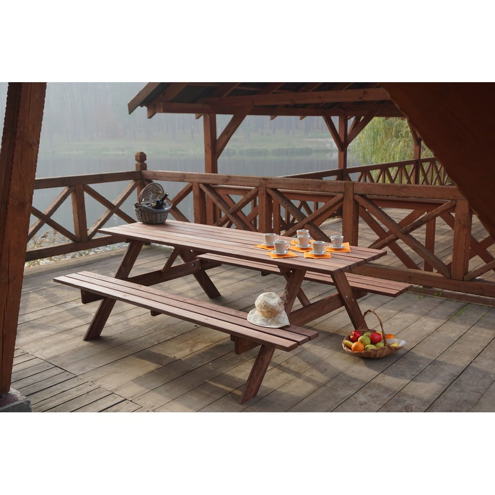Poza Set de dining pentru gradina din lemn de pin pentru 6 persoane Piknik - Rojaplast