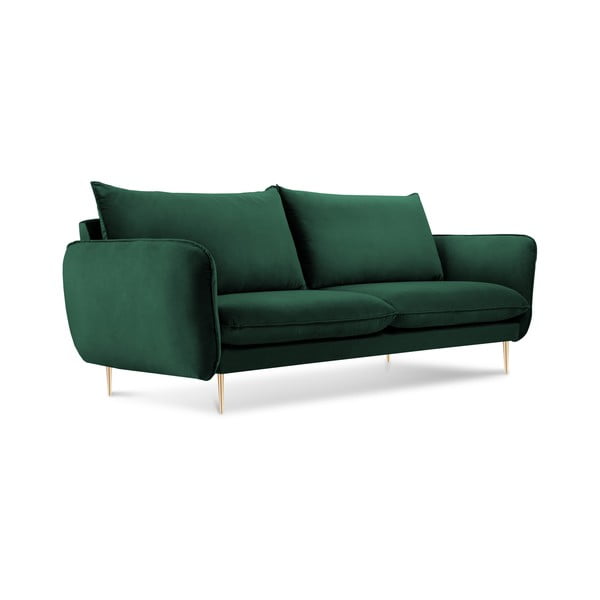 Canapea cu tapițerie din catifea Cosmopolitan Design Florence, verde sticlă, 160 cm