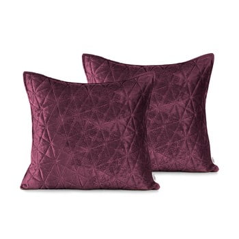 Set 2 fețe de pernă din catifea ameliahome laila, 45 x 45 cm, roz închis