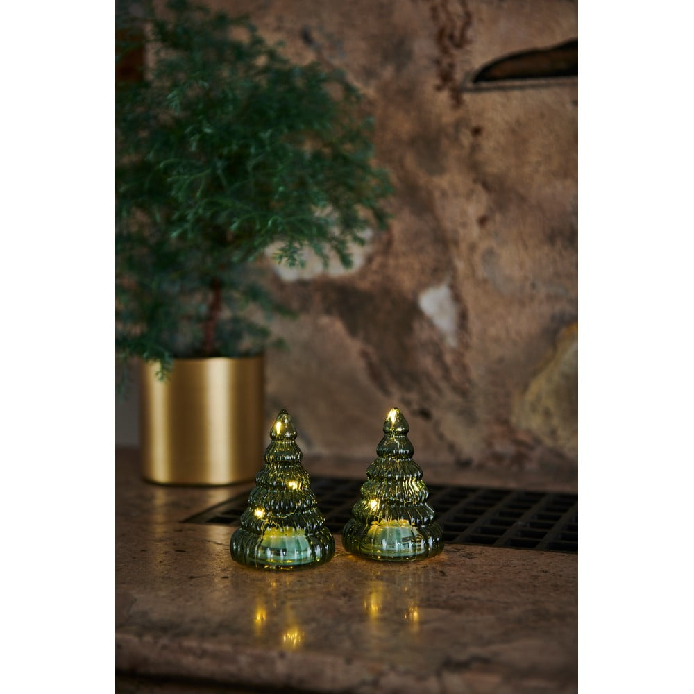 Set 2 decorațiuni cu lumină LED Sirius Lucy Tree Green, înălțime 9 cm bonami.ro