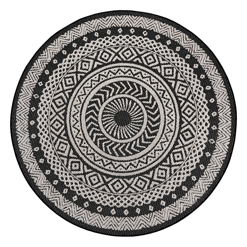 Covor exterior Ragami Round, ø 160 cm, negru – gri bonami imagine noua