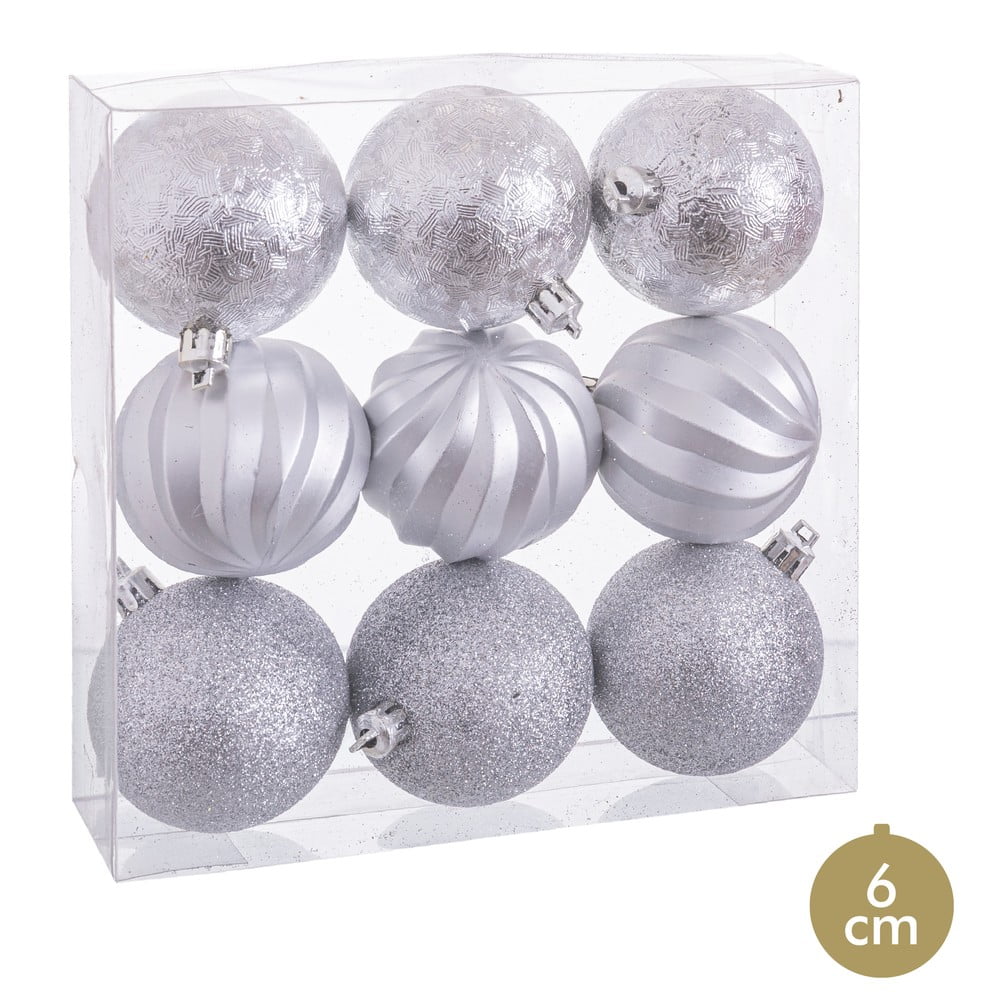 Set 9 globuri de Crăciun Unimasa, ø 6 cm, argintiu argintiu pret redus