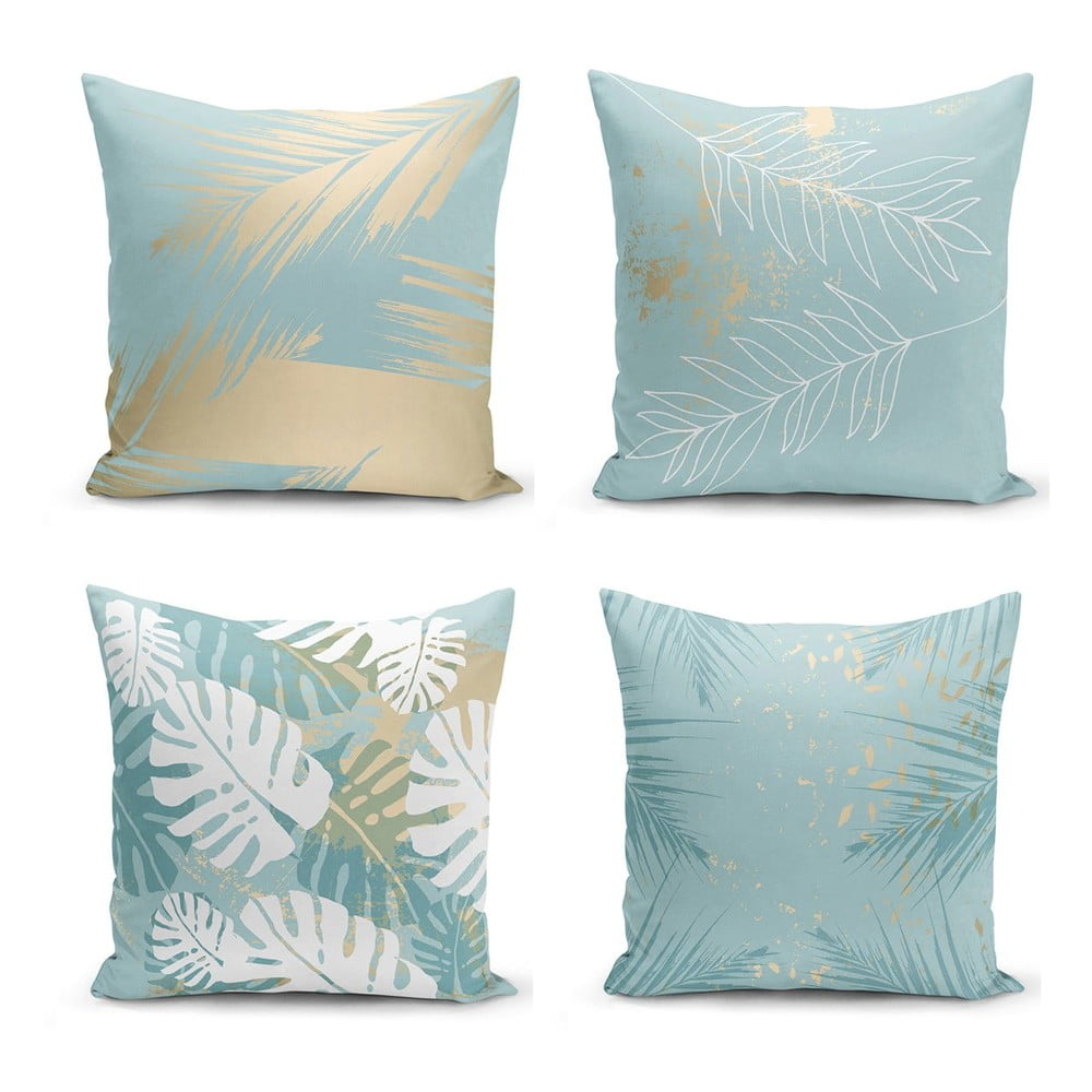 Set 4 fețe de pernă Minimalist Cushion Covers Lagoon, 55 x 55 cm