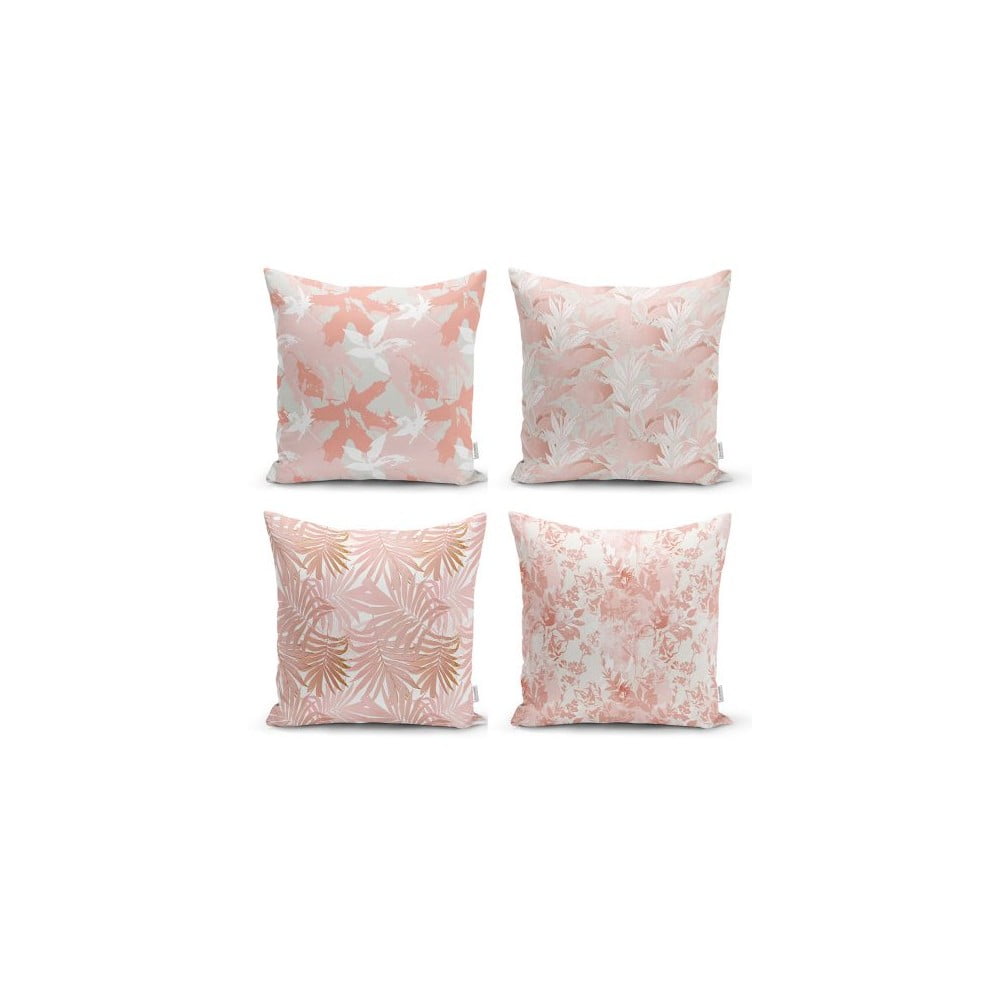 Set 4 fețe de pernă decorative Minimalist Cushion Covers Pink Leaves, 45 x 45 cm bonami.ro