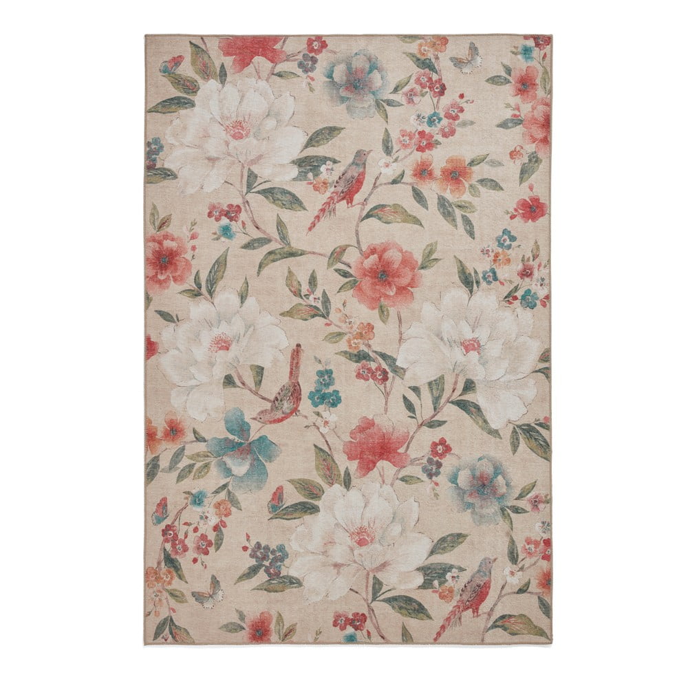 Covor bej lavabil 152x230 cm Pipa Floral – Catherine Lansfield