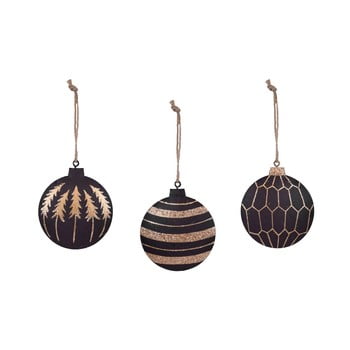 Set 3 decorațiuni pentru bradul de crăciun ego dekor, auriu - negru