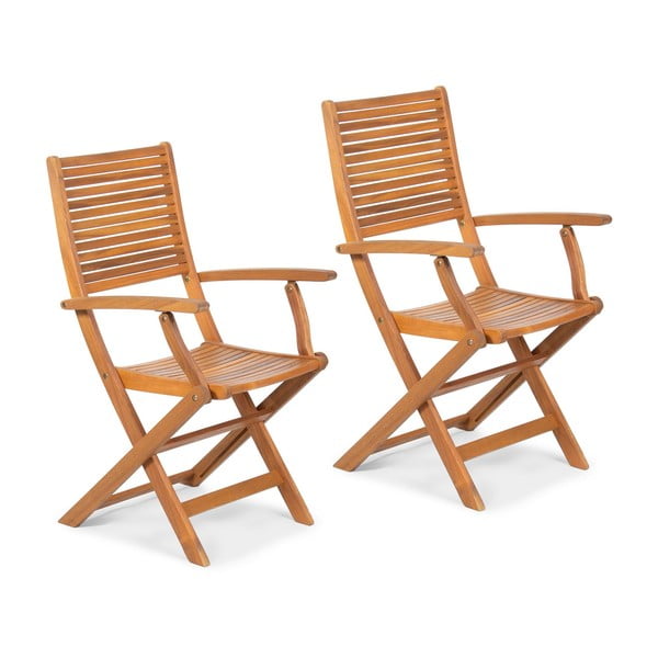 Set 2 scaune pliabile din lemn de salcâm Fieldmann