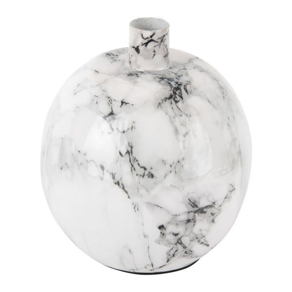 Sfeșnic din fier PT LIVING Marble, înălțime 15 cm, alb-negru