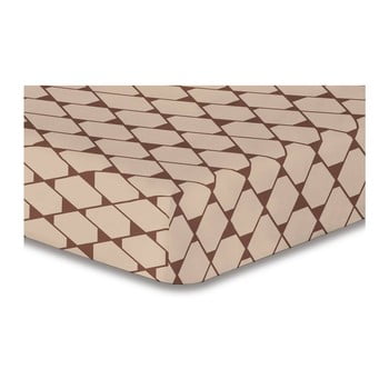 Cearșaf cu elastic, din microfibră decoking rhombuses, 200 x 220 cm, bej