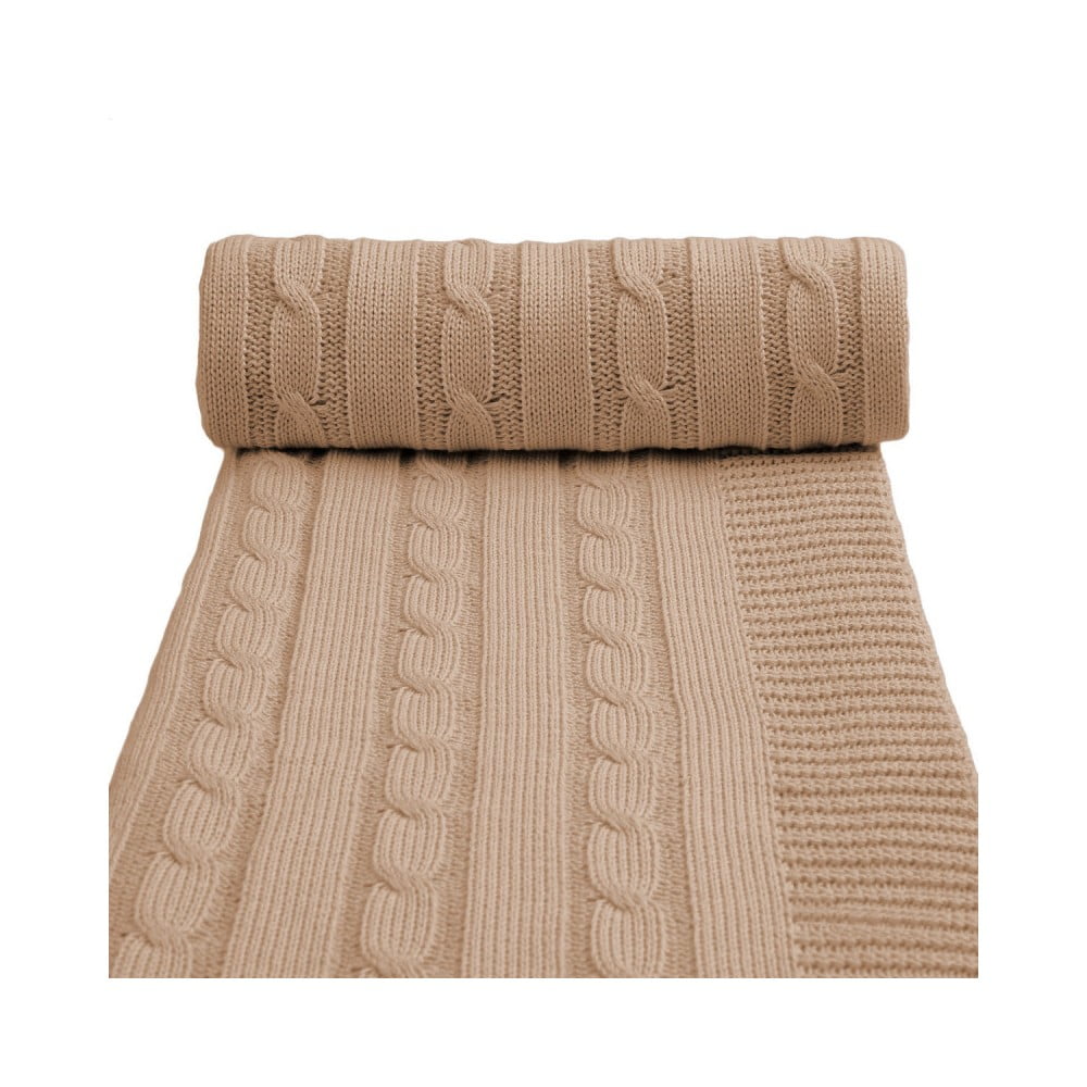 Pătură tricotată din amestec de bumbac pentru copii T-TOMI Spring, 80 x 100 cm, bej bonami.ro imagine 2022