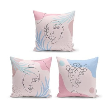 Set 3 fețe de pernă decorative minimalist cushion covers minimalist face, 45 x 45 cm