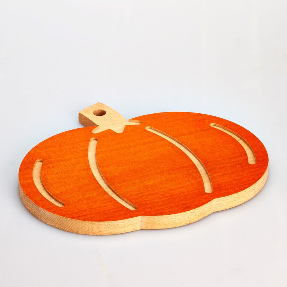 Tocător din lemn de fag Bisetti Pumpkin, 31,5 x 27,5 cm