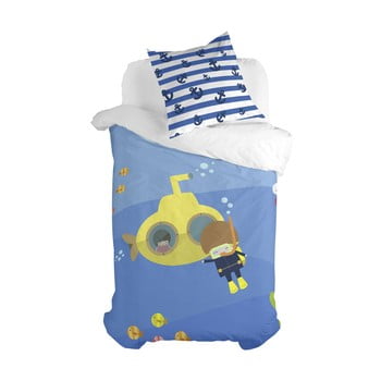 Lenjerie de pat din amestec de bumbac pentru copii happynois yellow submarine, 140 x 200 cm
