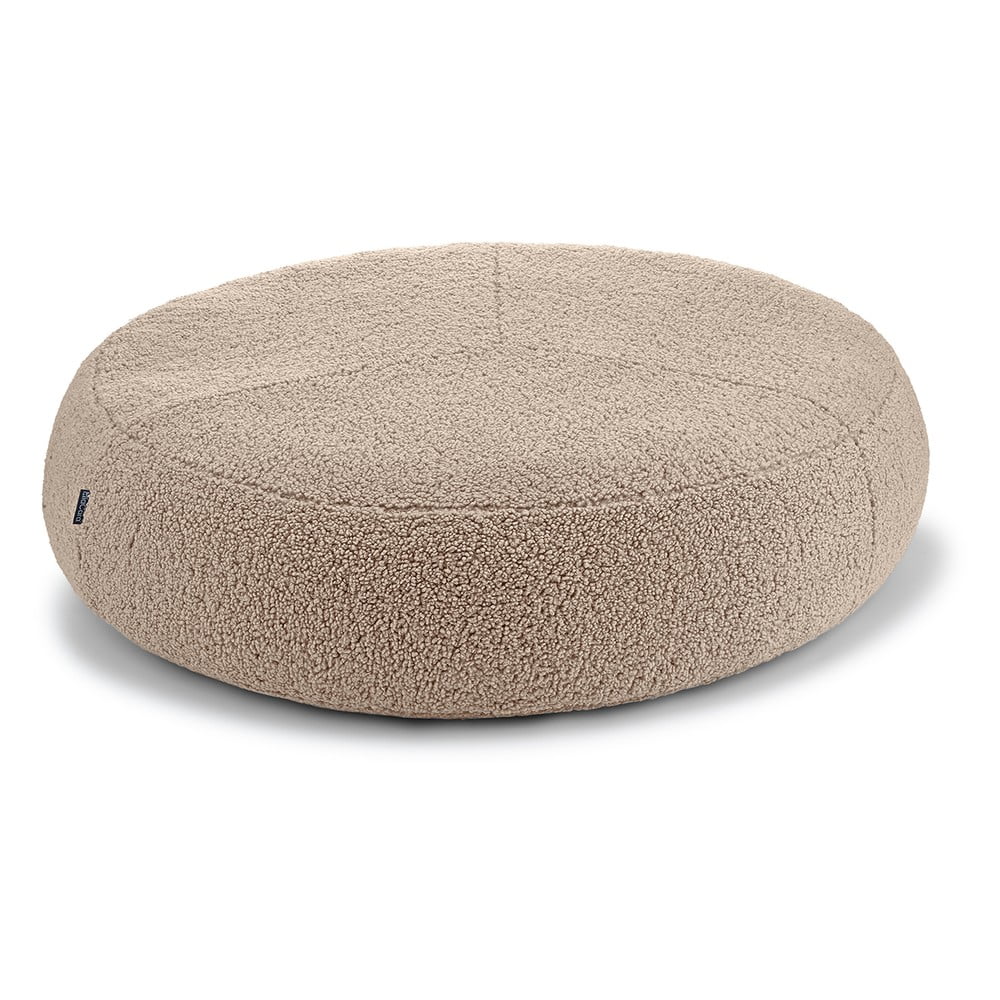 Pat bej pentru câini din material bouclé ø 90 cm Senso Pouffe Greige M/L – MiaCara