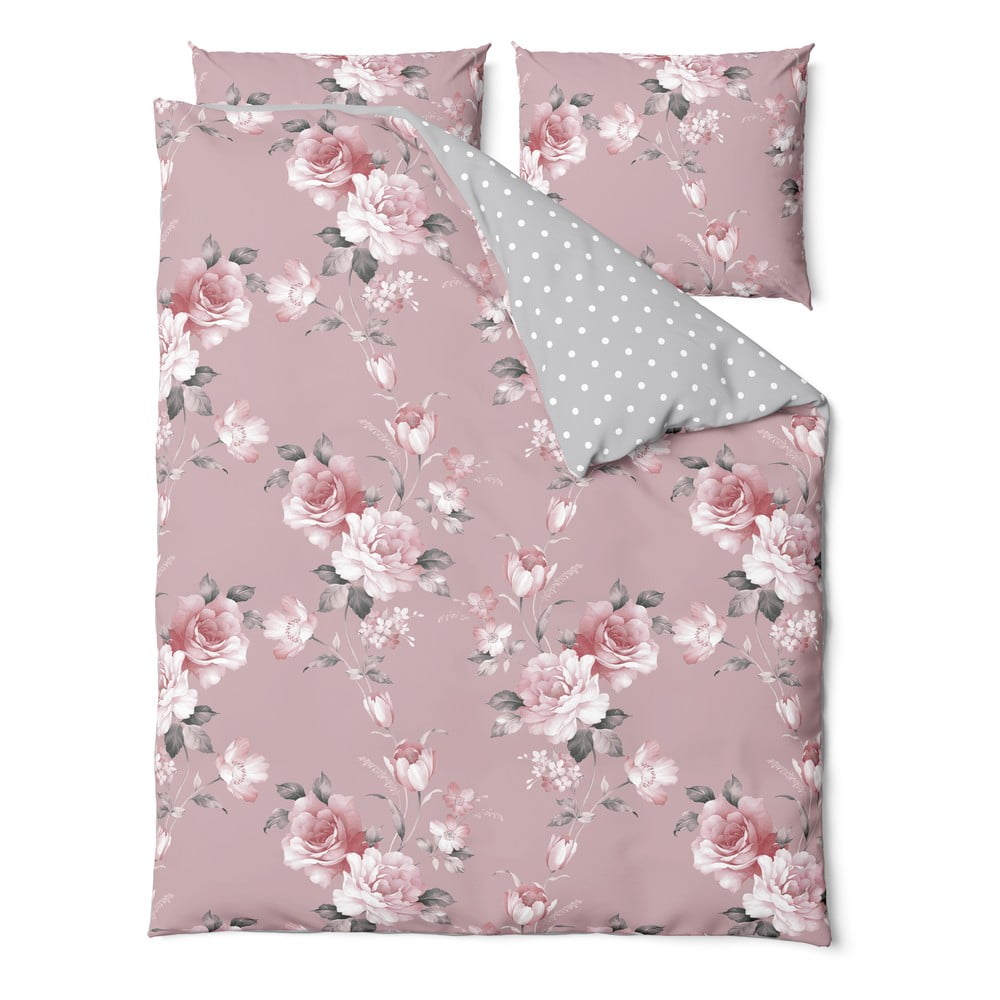  Lenjerie de pat din bumbac pentru pat dublu Bonami Selection Belle, 160 x 200 cm, roz 