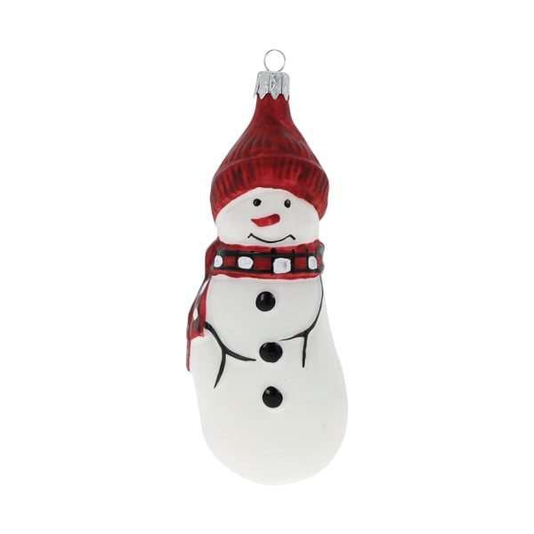 Set de 2 ornamente de Crăciun din sticlă în formă de om de zăpadă Ego Dekor