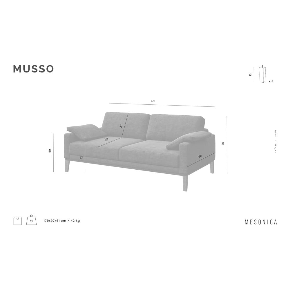 Canapea din piele MESONICA Musso, maro închis, 173 cm 173 imagine noua somnexpo.ro