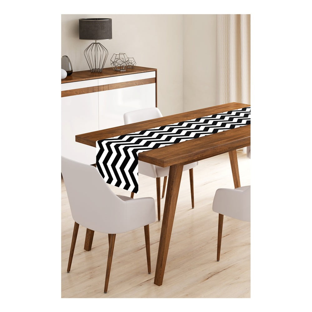 Napron din microfibră pentru masă Minimalist Cushion Covers Black Stripes, 45 x 140 cm bonami.ro imagine 2022