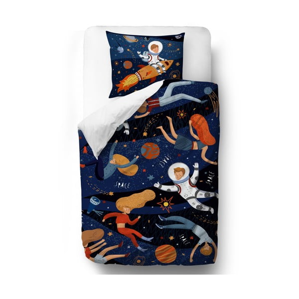 Lenjerie de pat din bumbac pentru copii Mr. Little Fox Space Adventure, 100 x 130 cm