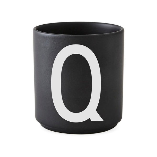 Cană din porțelan Design Letters Alphabet Q, 250 ml, negru
