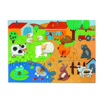 Puzzle tactil pentru copii djeco farm