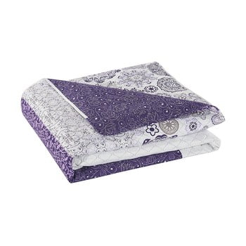 Cuvertură cu 2 fețe din microfibră decoking alhambra, 240 x 260 cm, alb - violet