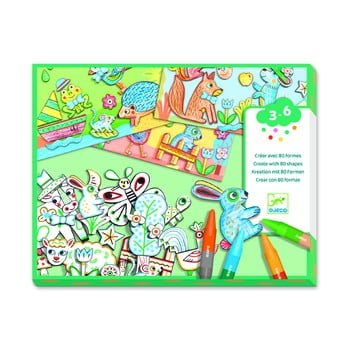 Set artistic pentru colorat și lipit djeco animal friends