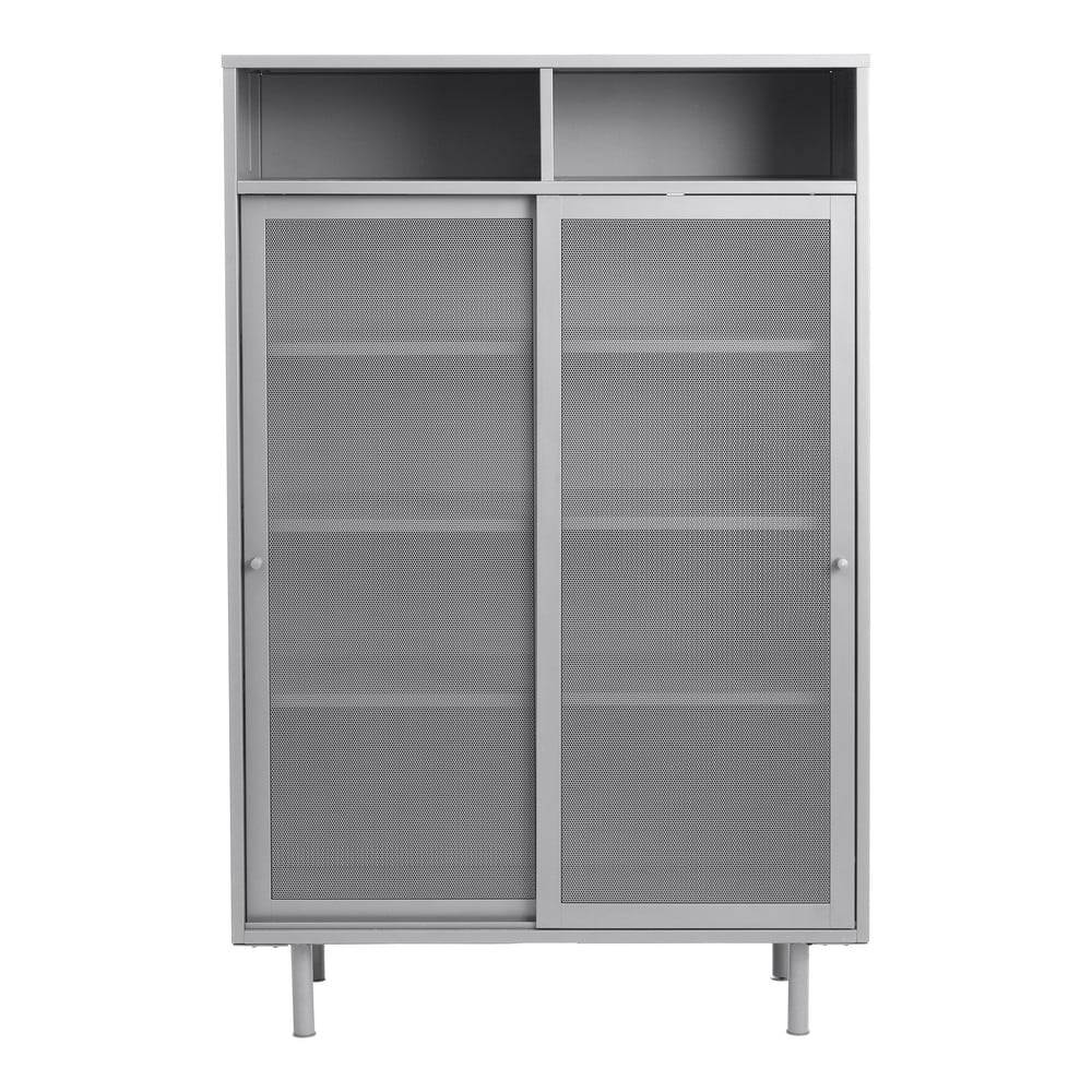 Dulap gri din metal cu ușă glisantă 90x140x40 cm Veep – Unique Furniture