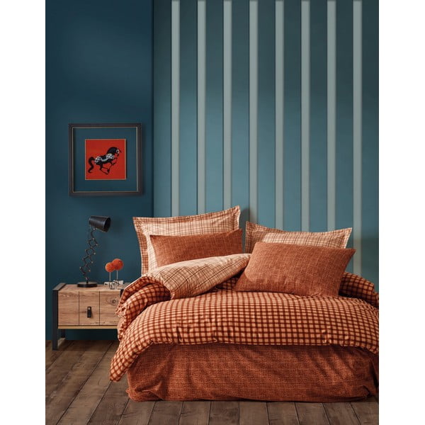 Lenjerie de pat din bumbac ranforce Cotton Box Rane, 240 x 260 cm, portocaliu