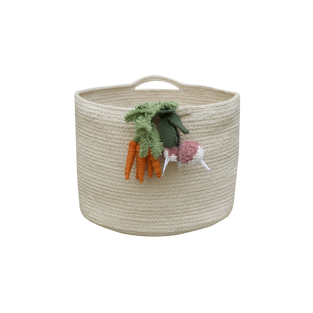 Coș de jucării pentru copii crem din material textil ø 30x23 cm Veggies – Lorena Canals