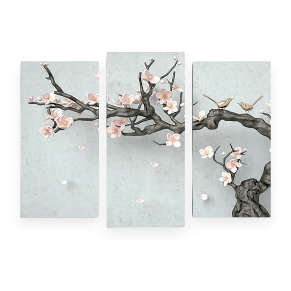 Tablou din 3 piese Sakura - Wallity