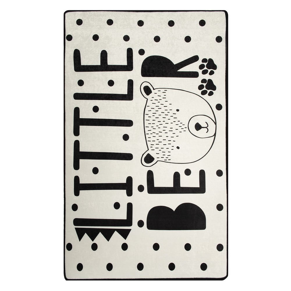Covor antiderapant pentru copii Conceptum Hypnose Little Bear, 100 x 160 cm, alb – negru 100% pret redus