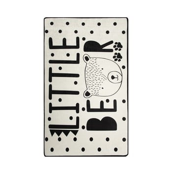 Covor antiderapant pentru copii chilai little bear, 140 x 190 cm, alb-negru