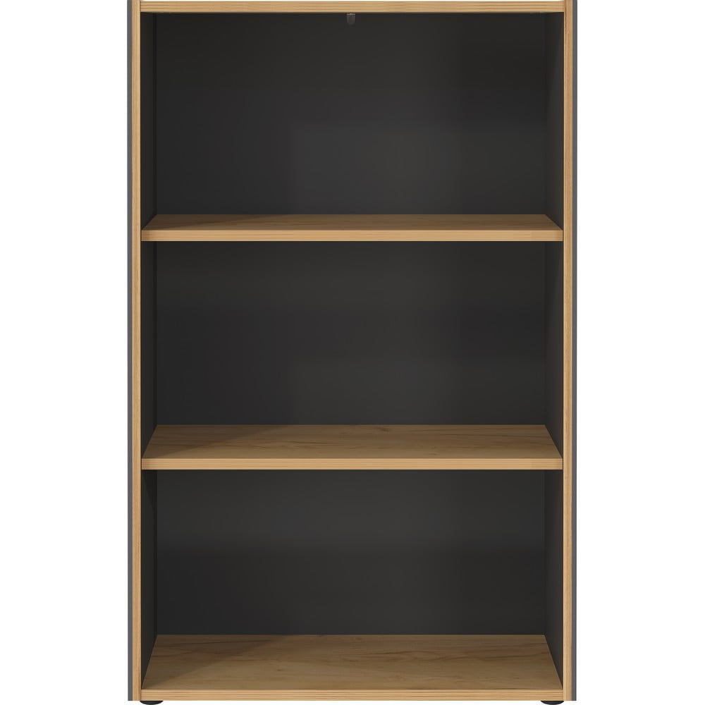 Bibliotecă gri antracit/în culoare naturală cu aspect de lemn de stejar 75x120x40 cm Podium – Germania