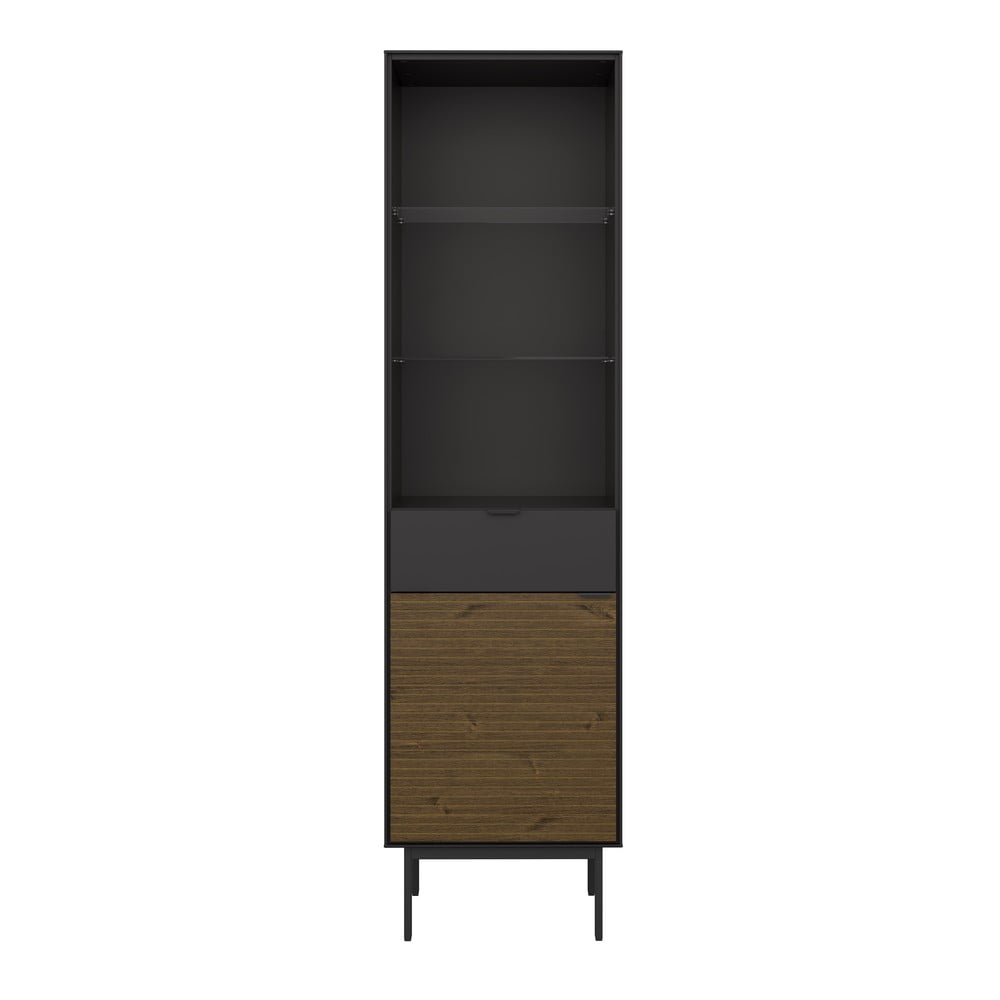 Biblioteca neagra/maro cu aspect de lemn de pin 51x190 cm Soma - Tvilum