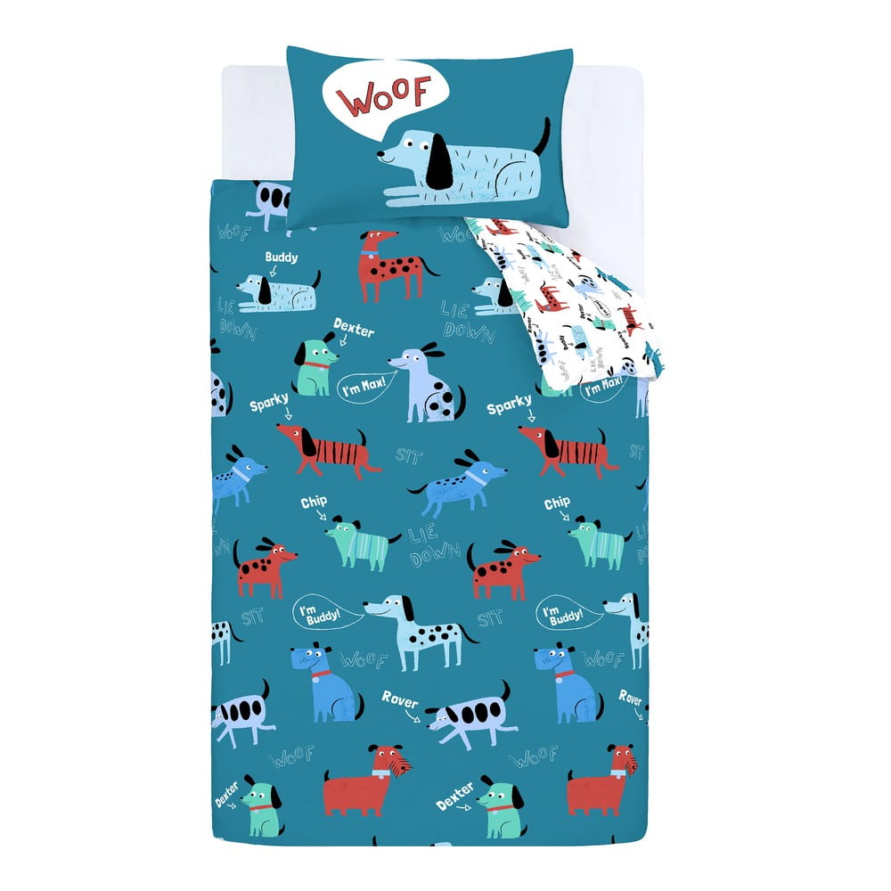 Lenjerie de pat pentru copii 200×135 cm Woofing Dogs – Catherine Lansfield 200x135 imagine noua