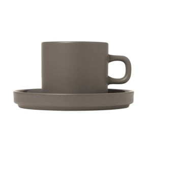 Set 2 căni cu farfurioară din ceramică blomus pilar, 200 ml, gri închis