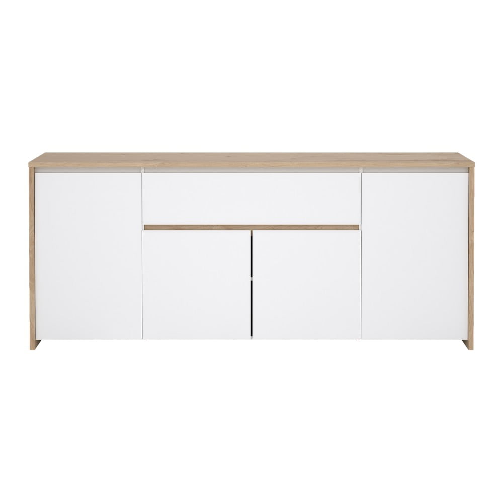 Comodă albă-în culoare naturală cu aspect de lemn de stejar 197x84x48 cm Next – Tvilum