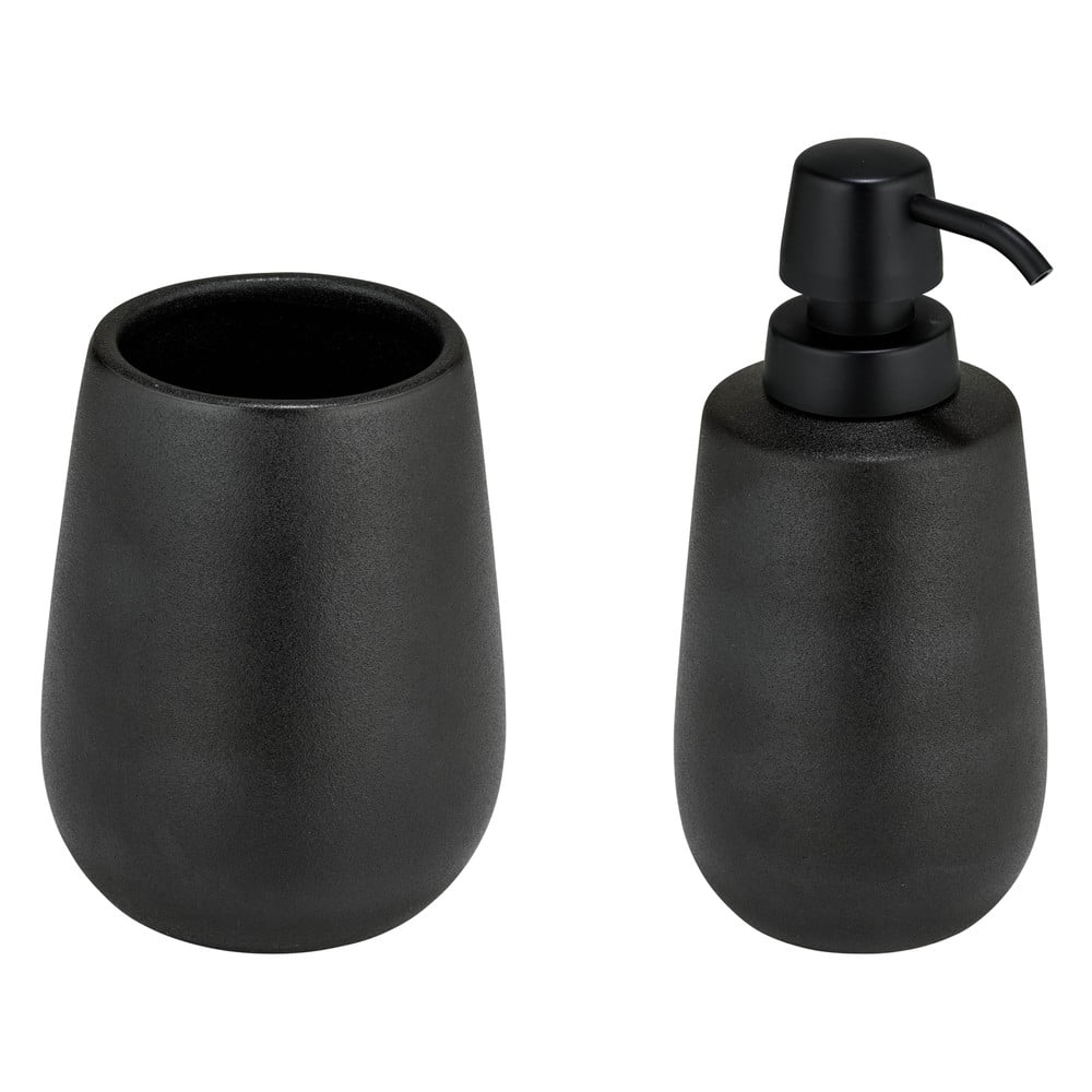 Set de accesorii de baie negru din ceramică Nerno – Wenko