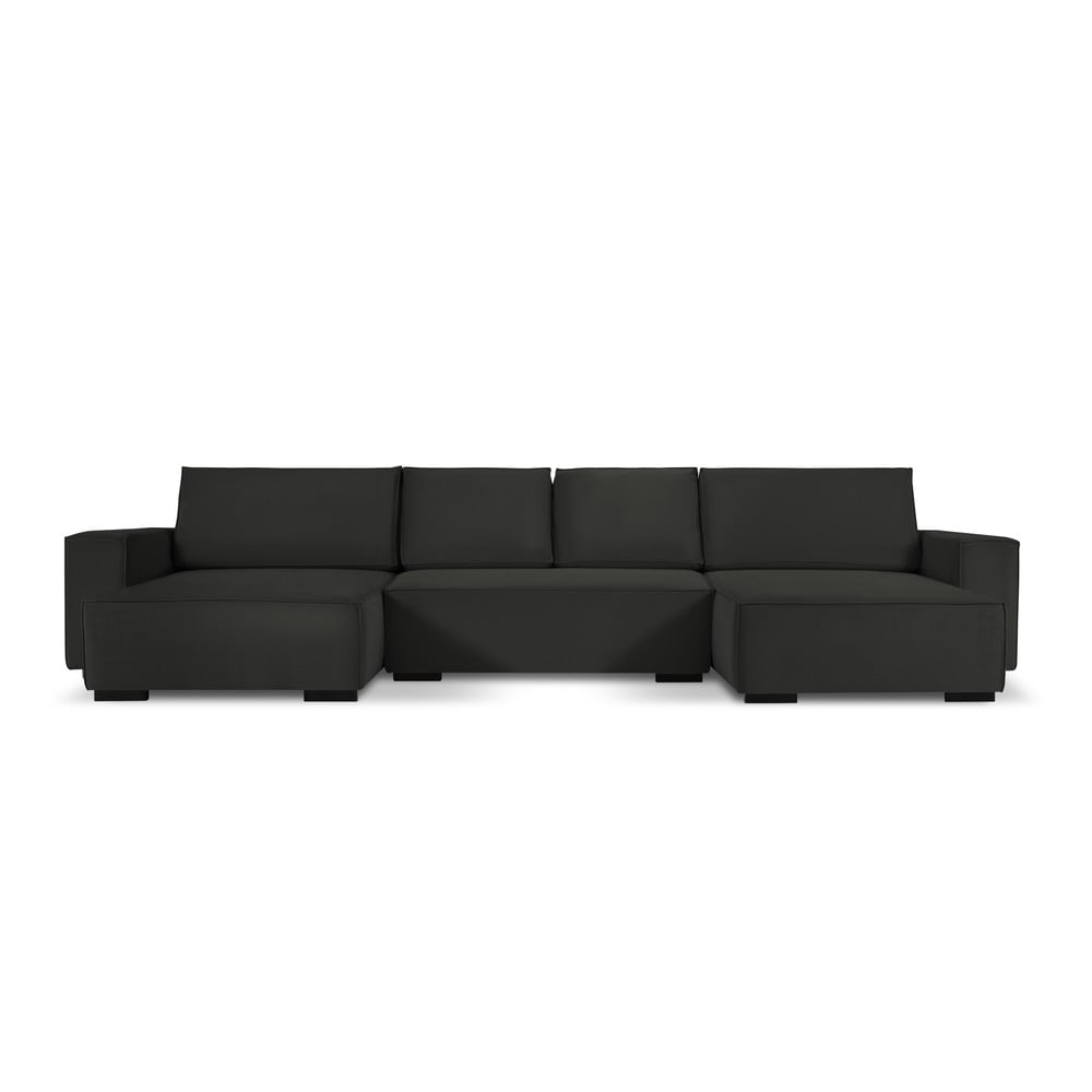 Canapea extensibilă din catifea în formă de U Mazzini Sofas Azalea, negru bonami.ro imagine model 2022